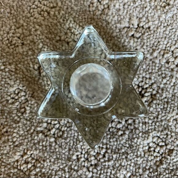 Glass Clear Tapered Candle Holder Christmas or Hanukkah - Picture 6 of 8